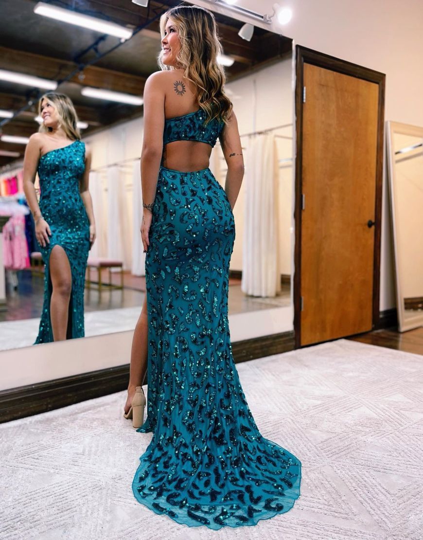Mermaid One Shoulder Prom Dress With Beading