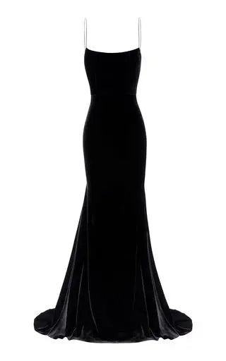 Mermaid Black Spaghetti Straps Long Formal Prom Dress Elegant Party Evening Gown Simple Graduation Dress
