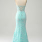 Mermaid Grey Blue Sweetheart Corset Appliques Prom Dress With Side Slit Off Shoulder