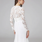 Wedding Dresses V NeckChiffon Floral Lace Long Sleeve Romantic Boho Illusion Sleeve with Lace