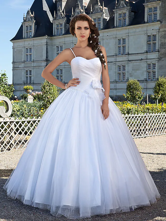 Ball Gown Wedding Dresses Sweetheart Neckline Floor Length Tulle Sleeveless Long