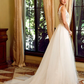 Wedding Dresses V Neck Chapel Train Lace Tulle Regular Straps See-Through