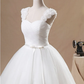 Ball Gown Wedding Dresses Jewel Neck Floor Length Chiffon Tulle Sleeveless Formal with Ruched