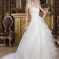 A-Line Wedding Dresses Sweetheart Neckline Court Train Organza Satin Strapless with Ruched Cascading