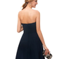 A-Line Minimalist Sexy Engagement Cocktail Party Dress Strapless Sleeveless Knee Length Stretch Fabric
