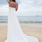 A-Line Wedding Dresses Sweetheart Neckline Court Train Chiffon Strapless Simple Beach Plus Size with Beading