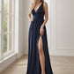 Sleeveless V-Neck Empire Waist High Slit Floor-Length Evening Dress Sexy Party Dress
