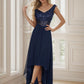 Sexy High-Low Maxi Chiffon Evening Dresses with Sequin Sexy Sparkly