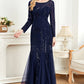 Black Mermaid Round Neck Long Prom Dress With Appliques Sparkly Evening Dresses