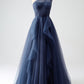 A-Line One-Shoulder Long Tulle Prom Dress Floor Length Beautiful