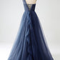 A-Line One-Shoulder Long Tulle Prom Dress Floor Length Beautiful