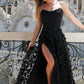 A-Line Sweetheart Prom Dress Long Formal Dress Off Shoulder Prom Dresses With Slit