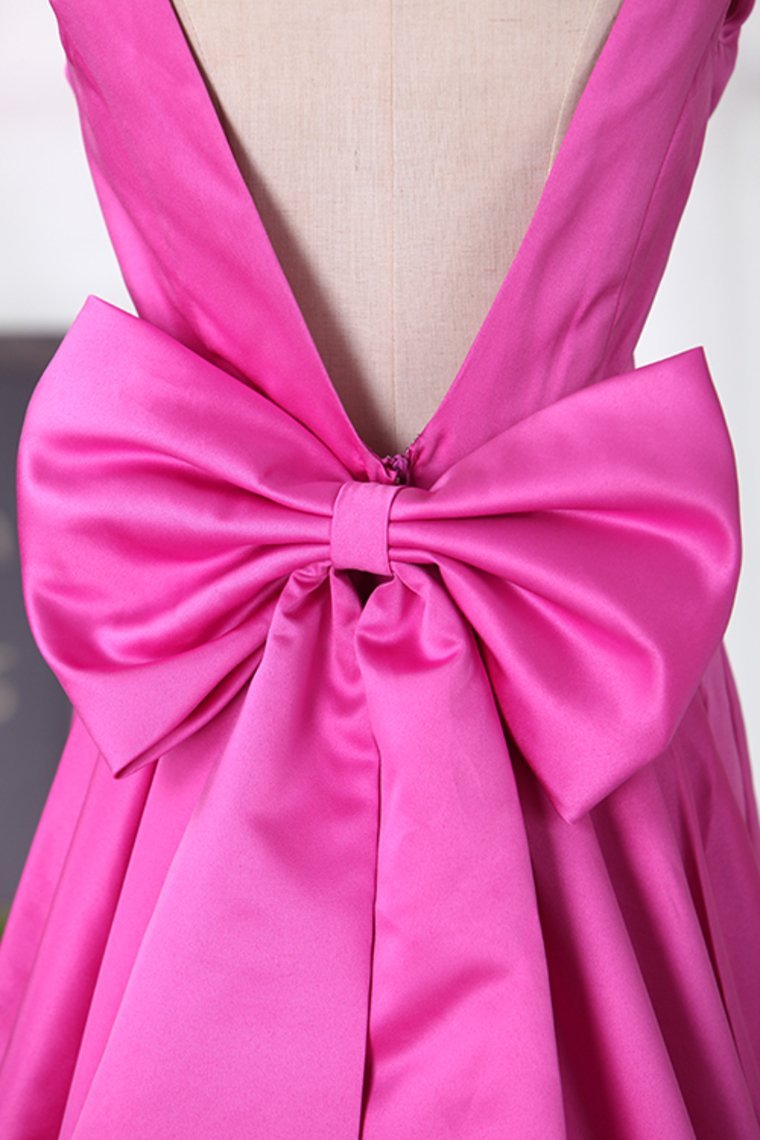 New Arrival V Neck Satin With Bow Knot Mermaid Prom Dresses Sexy Party Dresses