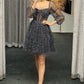 New Elegant Short Long Sleeves Sweetheart Cocktail Dress Pleats Tulle Homecoming Dress Short