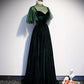 Fashionable Dark Green Velvet Long Party Gown Bridesmaid Dress Elegant Evening Dress