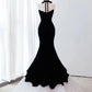 Mermaid Velvet Long Prom Dress Black