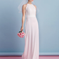Wedding Dresses Jewel Neck Floor Length Chiffon Lace Regular Straps Floral Lace with Lace Sash