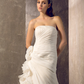 Wedding Dresses Strapless Court Train Organza Sleeveless with Flower Cascading Ruffle