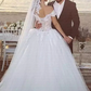 Ball Gown Wedding Dresses Off Shoulder Chapel Train Lace Tulle Strapless Beautiful