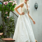 A-Line Wedding Dresses Plunging Neck Lace Over Tulle Sleeveless See-Through Beautiful Back Illusion Detail with Sash Ribbon