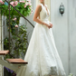 A-Line Wedding Dresses Plunging Neck Lace Over Tulle Sleeveless See-Through Beautiful Back Illusion Detail with Sash Ribbon