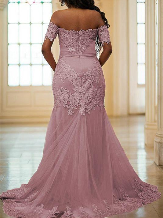 Sheath/Column Off-The-Shoulder Floor-Length Prom Dresses Sexy