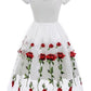 A-Line/Princess Off-The-Shoulder Knee Length Short Sleeves Party Dresses With Embroidery Appliques Beautiful
