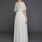 A-Line Wedding Dresses Illusion Neck Jewel Neck Floor Length Lace Tulle Half Sleeve Formal Boho Little White Dress See-Through with Beading Lace