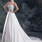 A-Line Wedding Dresses Strapless Court Train Organza Satin Strapless with Embroidery With Flower