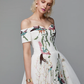 Ball Gown Elegant Floral High Low Cocktail Party Prom Valentine's Day Dress Off Shoulder Short Sleeve Asymmetrical Polyester