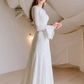 A-Line Wedding Dresses Jewel Neck Lace Long Sleeve Romantic with Appliques Beautiful