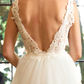 Wedding Dresses V Neck Chapel Train Lace Tulle Regular Straps See-Through