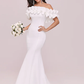 Wedding Dresses Spaghetti Strap Off Shoulder Stretch Fabric Cap Sleeve Romantic Elegant