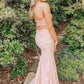 Pink Mermaid Prom Dress Strapless Slit Lace Long Evening Dress Off Shoulder