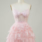 Cute Black A Line Sparkly Sequin Tiered Corset Short Homecoming Dress Beautiful