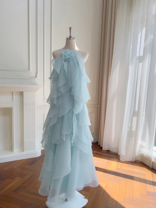 Pretty A Line Sleeveless Ruffles Long Formal Prom Dress Elegant Evening Party Dress Summer Holiday Dress