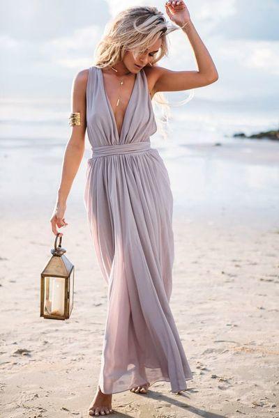 Backless Prom Dress Open Backs Prom Dress Backless Chiffon V-neck Party Dresses Sexy