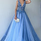 Prom Dresses V Neck Tulle With Beading Sweep Tran A Line Floor Length Sexy