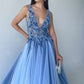 Prom Dresses V Neck Tulle With Beading Sweep Tran A Line Floor Length Sexy