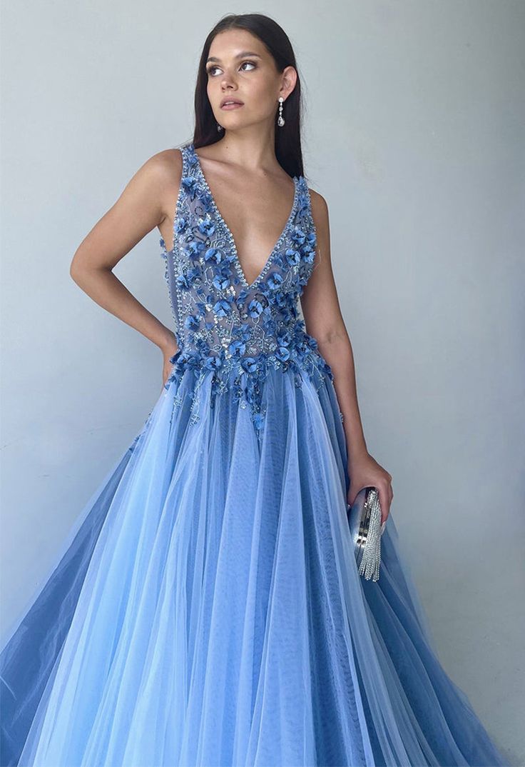 Prom Dresses V Neck Tulle With Beading Sweep Tran A Line Floor Length Sexy