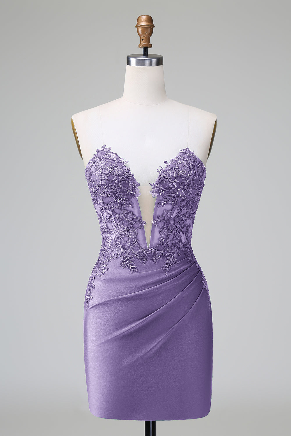 Classy Bodycon Strapless Pleated Short Homecoming Dress with Beading Sexy