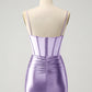 Chic Bodycon Pleated Corset Short Homecoming Dress with Beading Sexy