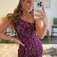 Sparkly Dark Purple Sequins Long Prom Dress with Slit Sexy Evening Dresses