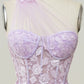 Elegant A Line One Shoulder Purple Long Prom Dress with Appliques Beautiful