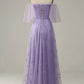 Off Shoulder Prom Dress with Ruffles Purple Sparkly Beautiful