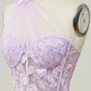 Elegant A Line One Shoulder Purple Long Prom Dress with Appliques Beautiful