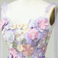 Purple A Line Spaghetti Straps Corset Homecoming Dress with 3D Flowers Beautiful