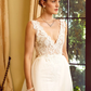 Wedding Dresses V Neck Chapel Train Lace Tulle Regular Straps See-Through