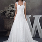 A-Line Wedding Dresses Sweetheart Neckline Chapel Train Lace Tulle Spaghetti Strap with Beading