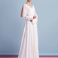 Wedding Dresses V Neck Court Train Chiffon Long Sleeve with Beading Pure Color